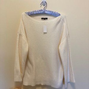 Never worn Ann Taylor scoop neck off white embellished sweater